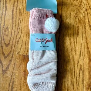 Girls Ombré Pink Leg Warmers with Pom-Poms NWT